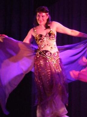 Nadia's interest into bellydancing began in 2004 when she fell in love with a dance costume in a bazaar...which she just had to have!  After attending a class of Krystina’s, she was hooked.    “I was astounded by the beauty in flow of movement and amazing isolations.”  Nadia has been learning with Krystina ever since.  Nadia is also inspired by Yasmina and has attended a couple of her workshops. 